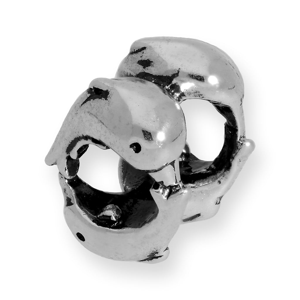 Sterling Silver Dolphins Bead Charm