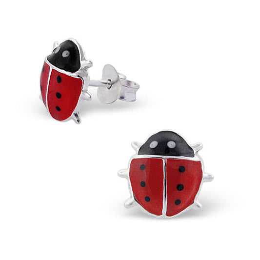 Sterling Silver Ladybird Stud Earrings