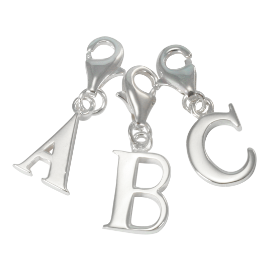Sterling Silver Alphabet Letter A - Z Charm on Clip