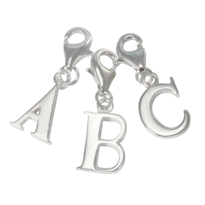 Sterling Silver Alphabet Letter A - Z Charm on Clip