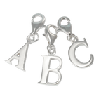 Sterling Silver Alphabet Letter A - Z Charm on Clip