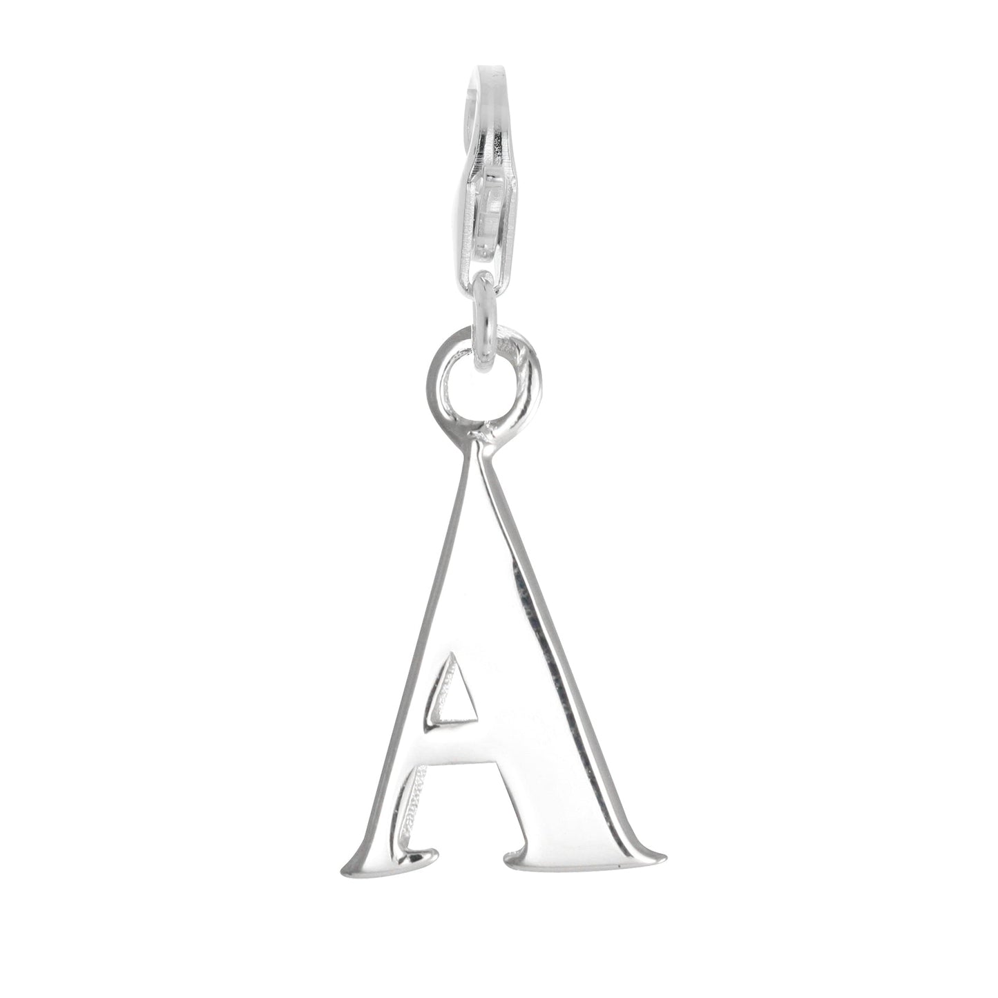 Sterling Silver Alphabet Letter A - Z Charm on Clip