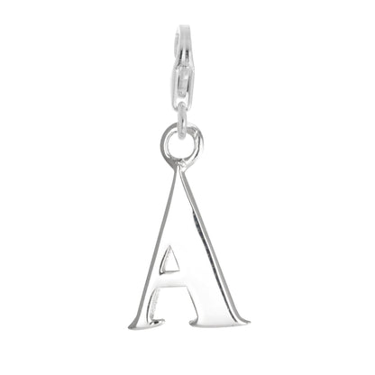 Sterling Silver Alphabet Letter A - Z Charm on Clip