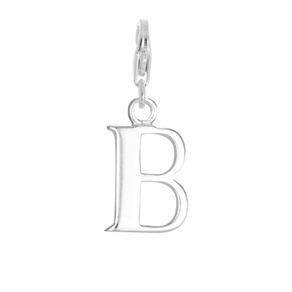 Sterling Silver Alphabet Letter A - Z Charm on Clip