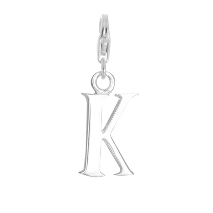 Sterling Silver Alphabet Letter A - Z Charm on Clip