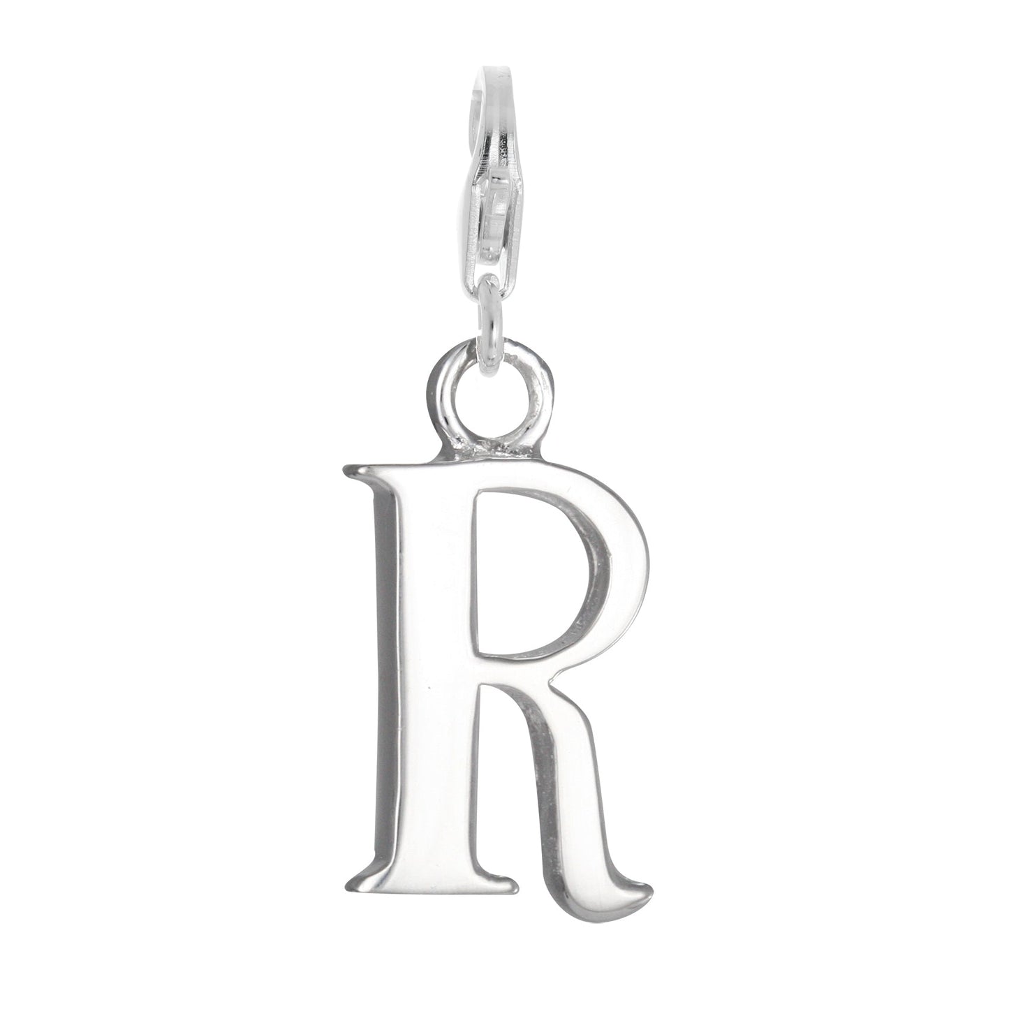 Sterling Silver Alphabet Letter A - Z Charm on Clip