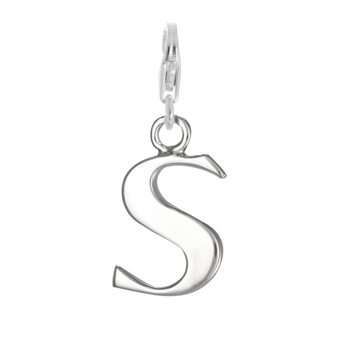 Sterling Silver Alphabet Letter A - Z Charm on Clip