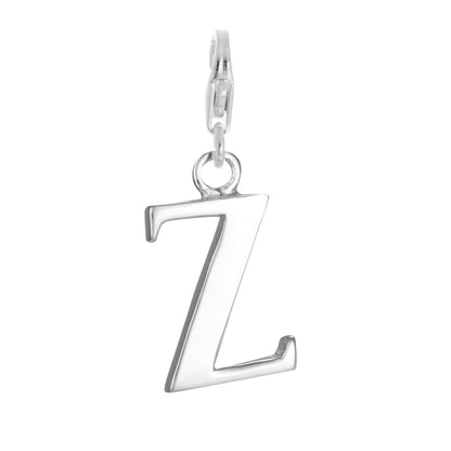 Sterling Silver Alphabet Letter A - Z Charm on Clip