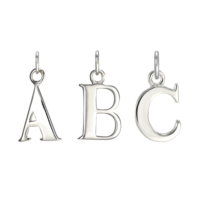 Sterling Silver Alphabet Letter Charm on Jump