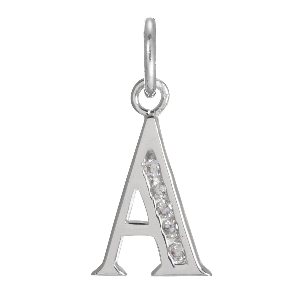 Sterling Silver Crystal Alphabet Letter A Charm On Jump