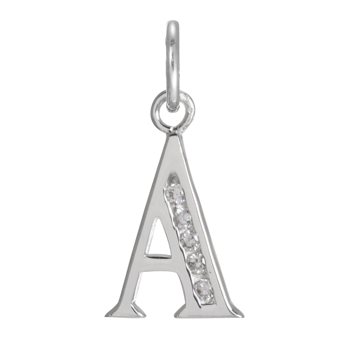 Sterling Silver Crystal Alphabet Letter A Charm On Jump