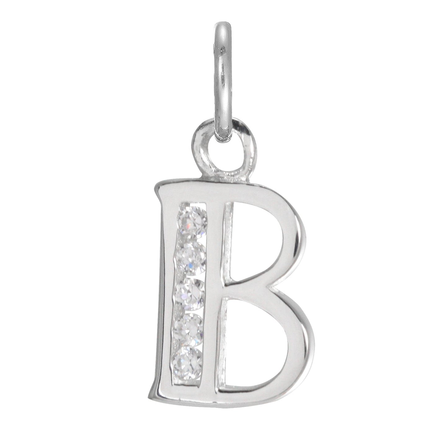 Sterling Silver Crystal Alphabet Letter A Charm On Jump