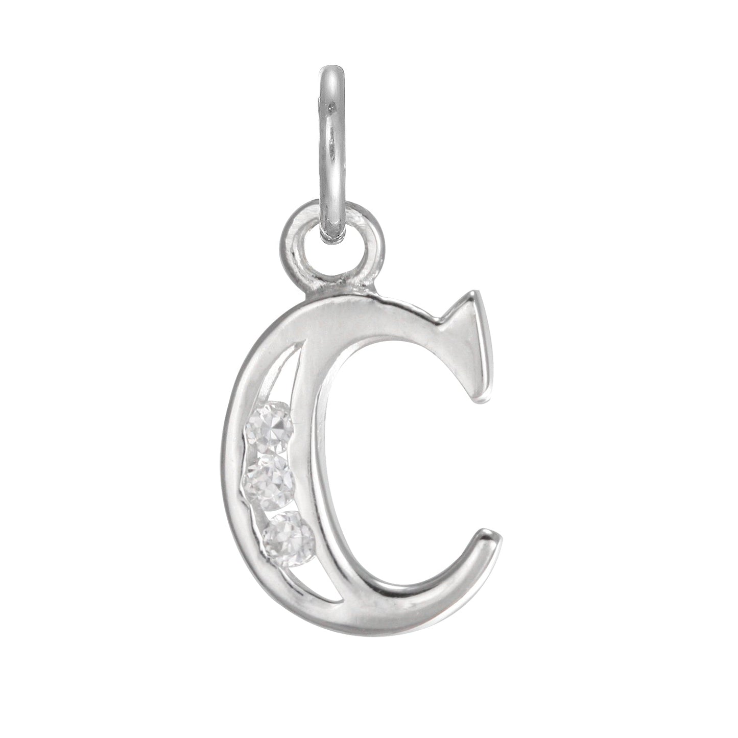 Sterling Silver Crystal Alphabet Letter A Charm On Jump