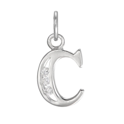 Sterling Silver Crystal Alphabet Letter A Charm On Jump