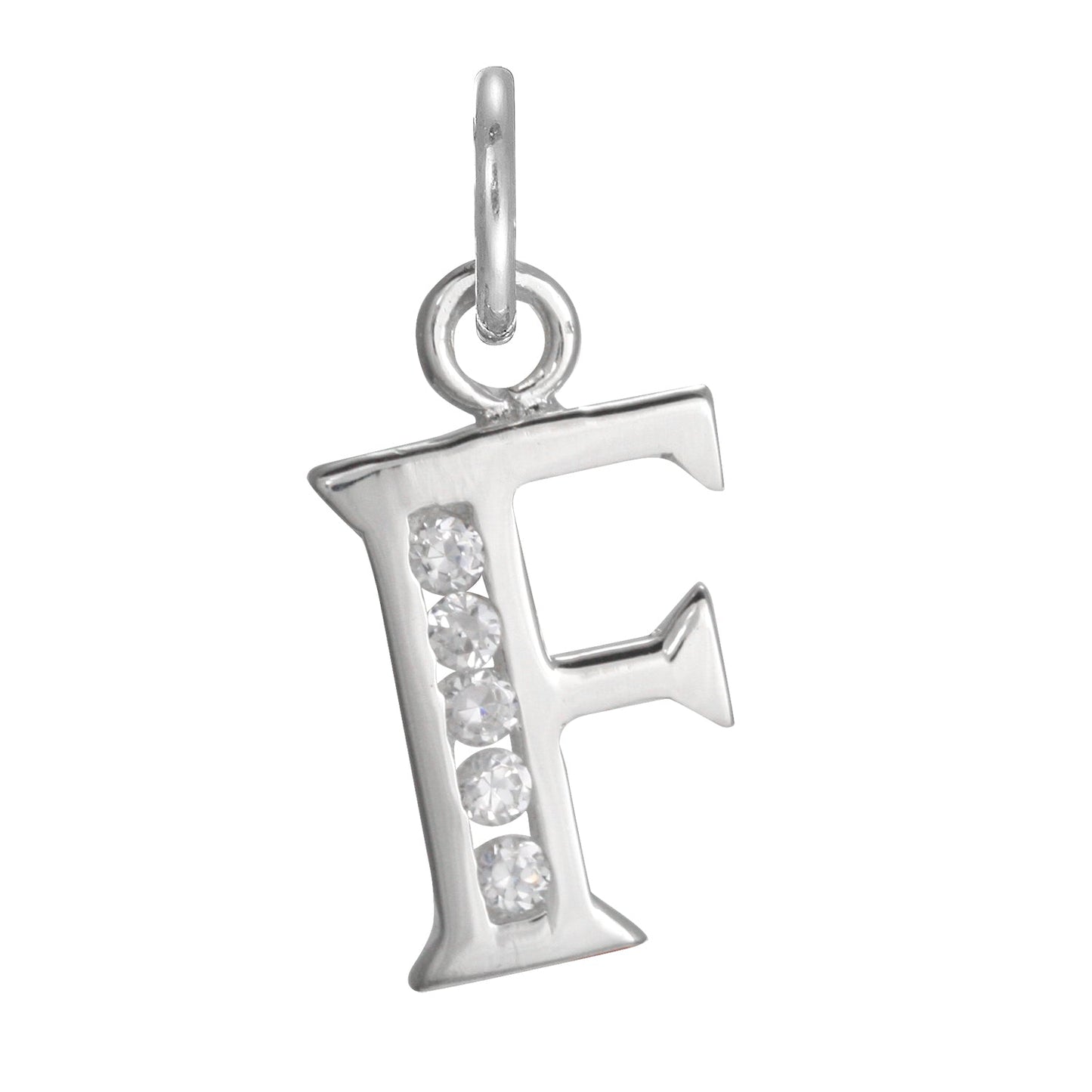 Sterling Silver Crystal Alphabet Letter A Charm On Jump