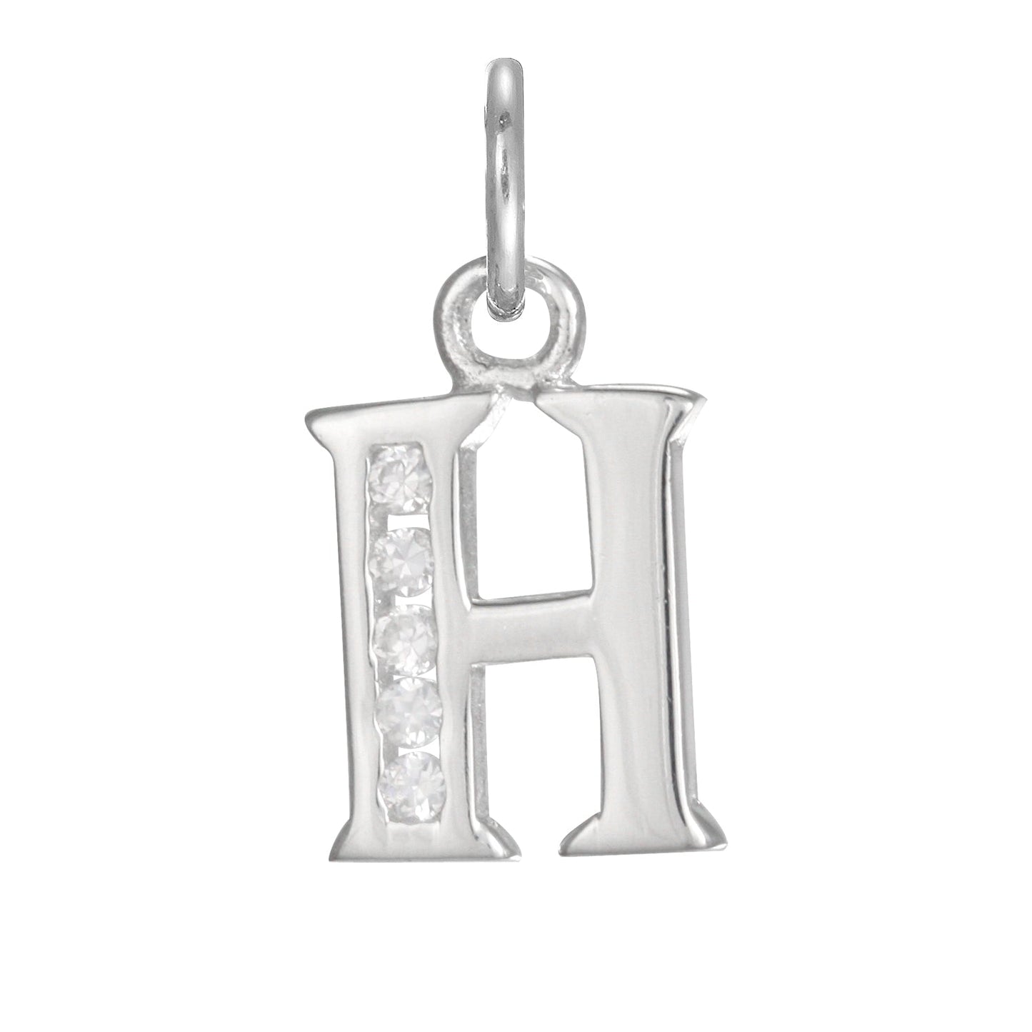 Sterling Silver Crystal Alphabet Letter A Charm On Jump