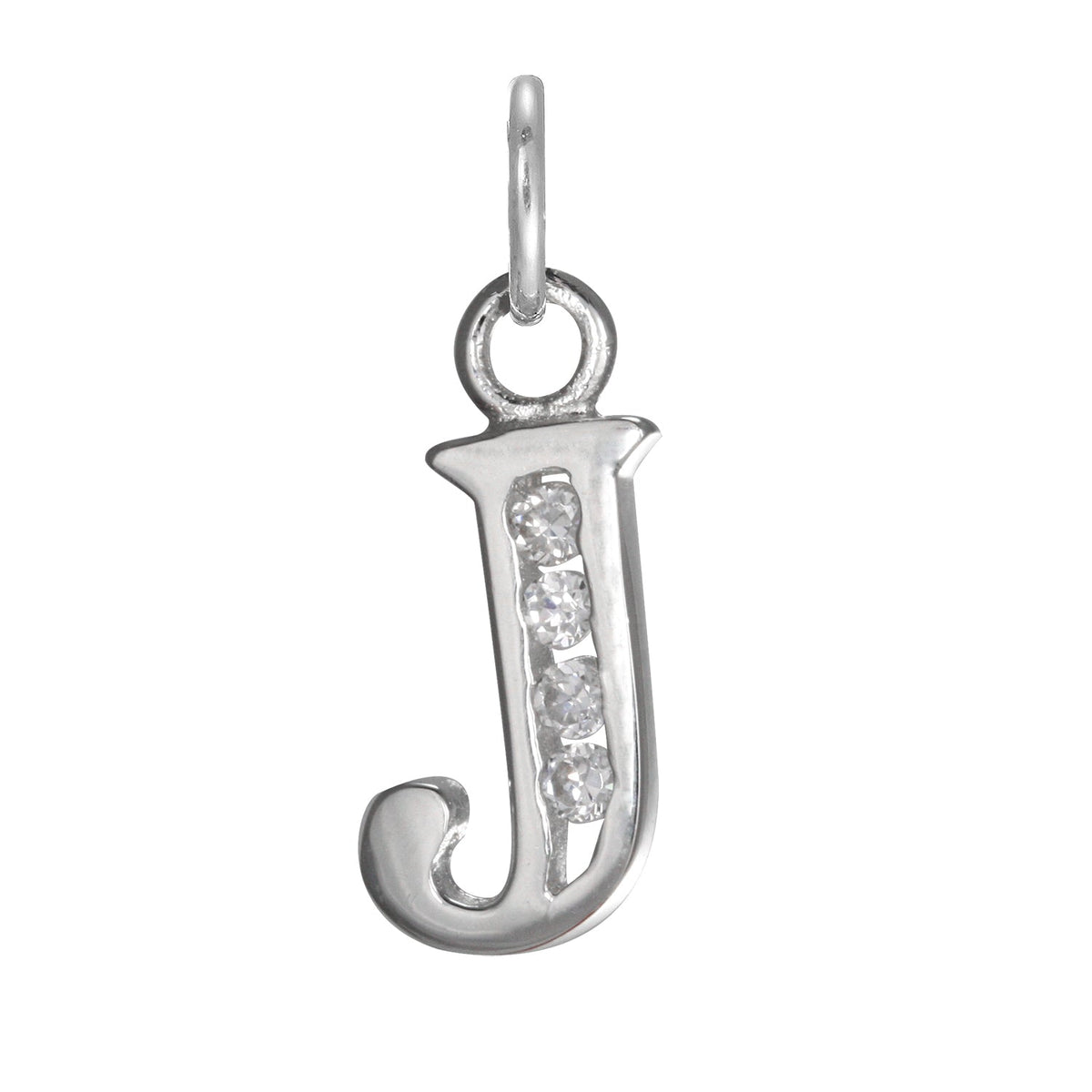 Sterling Silver Crystal Alphabet Letter A Charm On Jump
