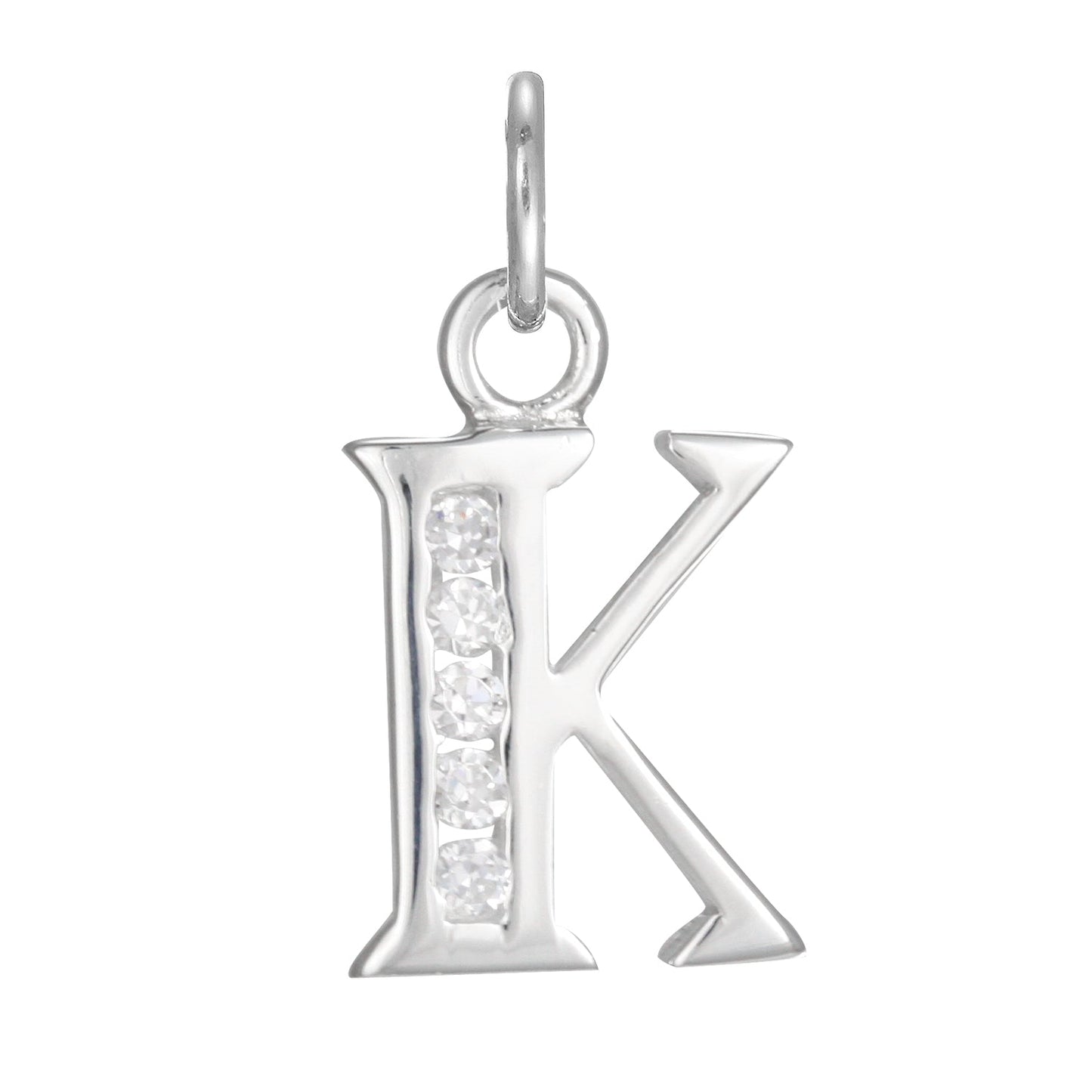 Sterling Silver Crystal Alphabet Letter A Charm On Jump