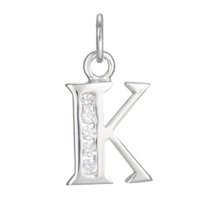 Sterling Silver Crystal Alphabet Letter A Charm On Jump