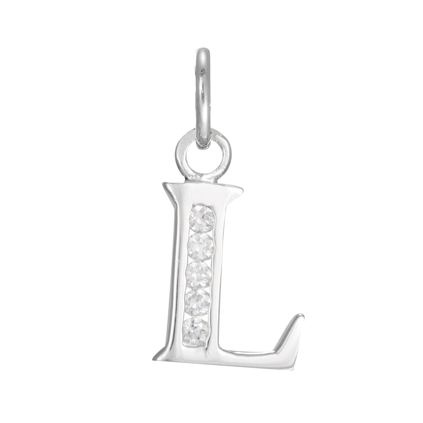Sterling Silver Crystal Alphabet Letter A Charm On Jump
