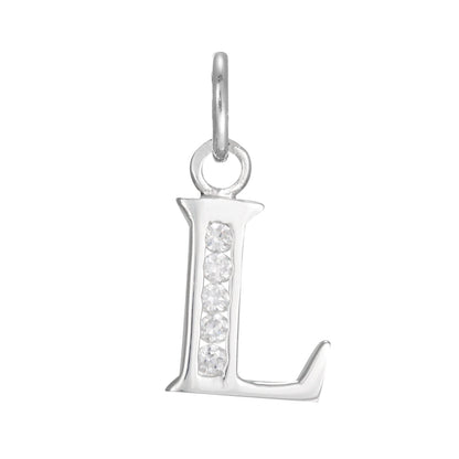 Sterling Silver Crystal Alphabet Letter A Charm On Jump