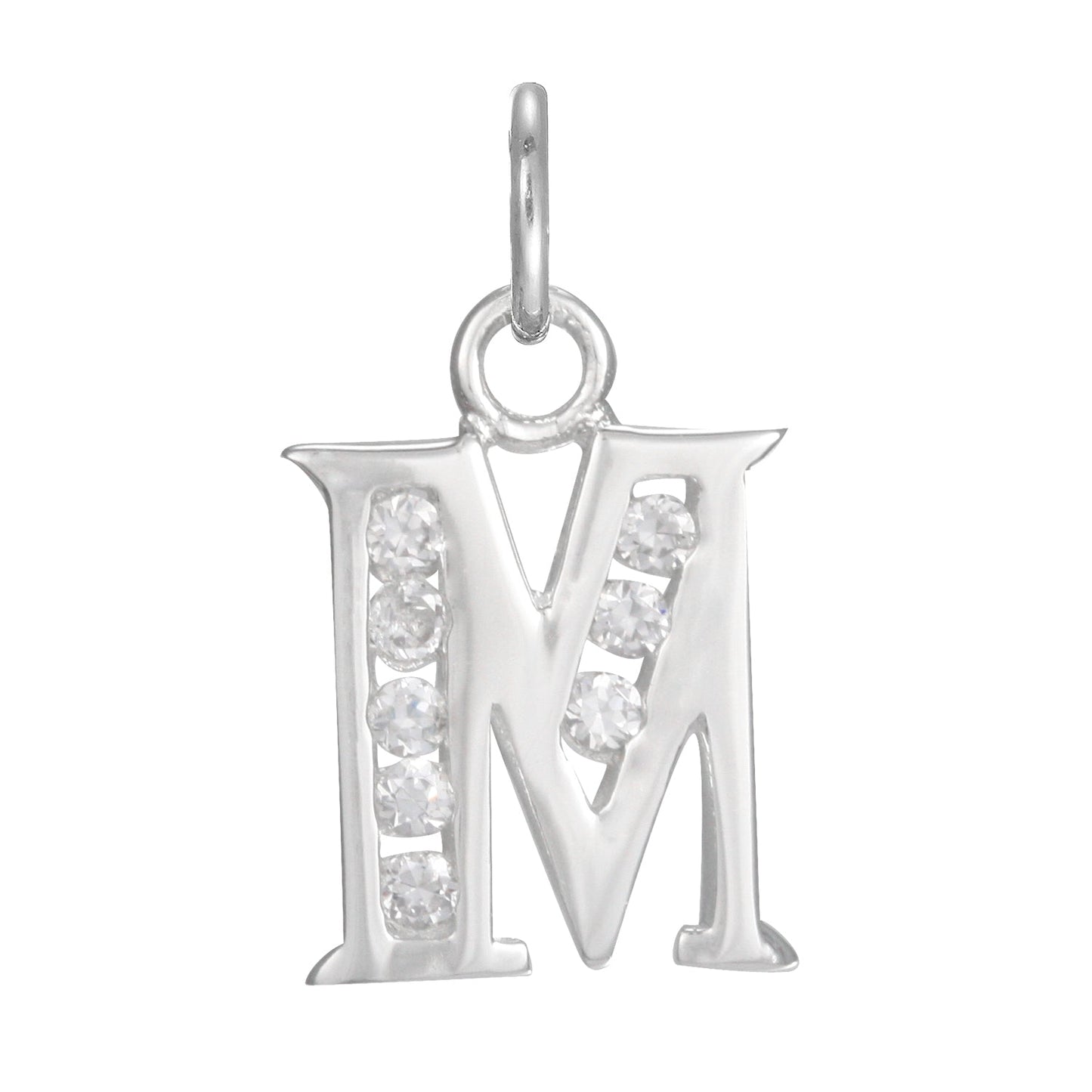 Sterling Silver Crystal Alphabet Letter A Charm On Jump
