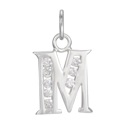 Sterling Silver Crystal Alphabet Letter A Charm On Jump