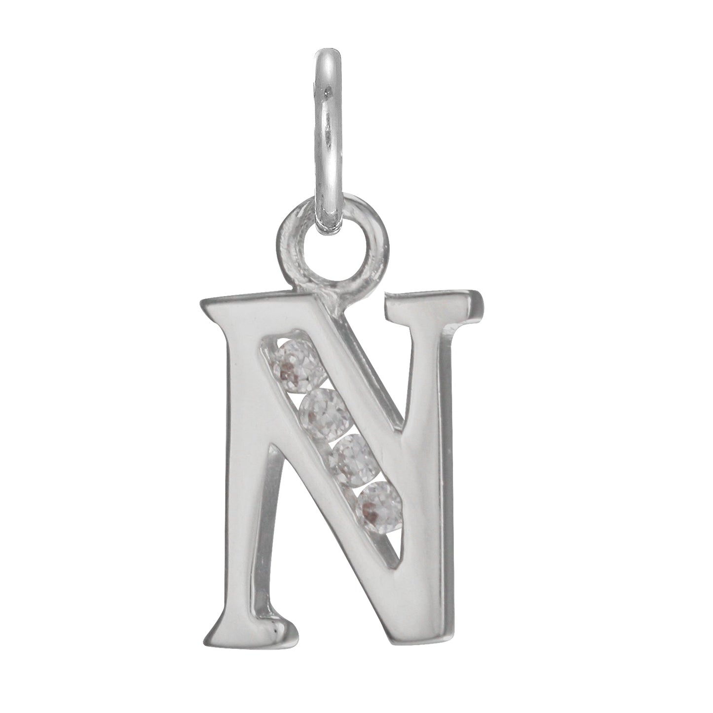 Sterling Silver Crystal Alphabet Letter A Charm On Jump