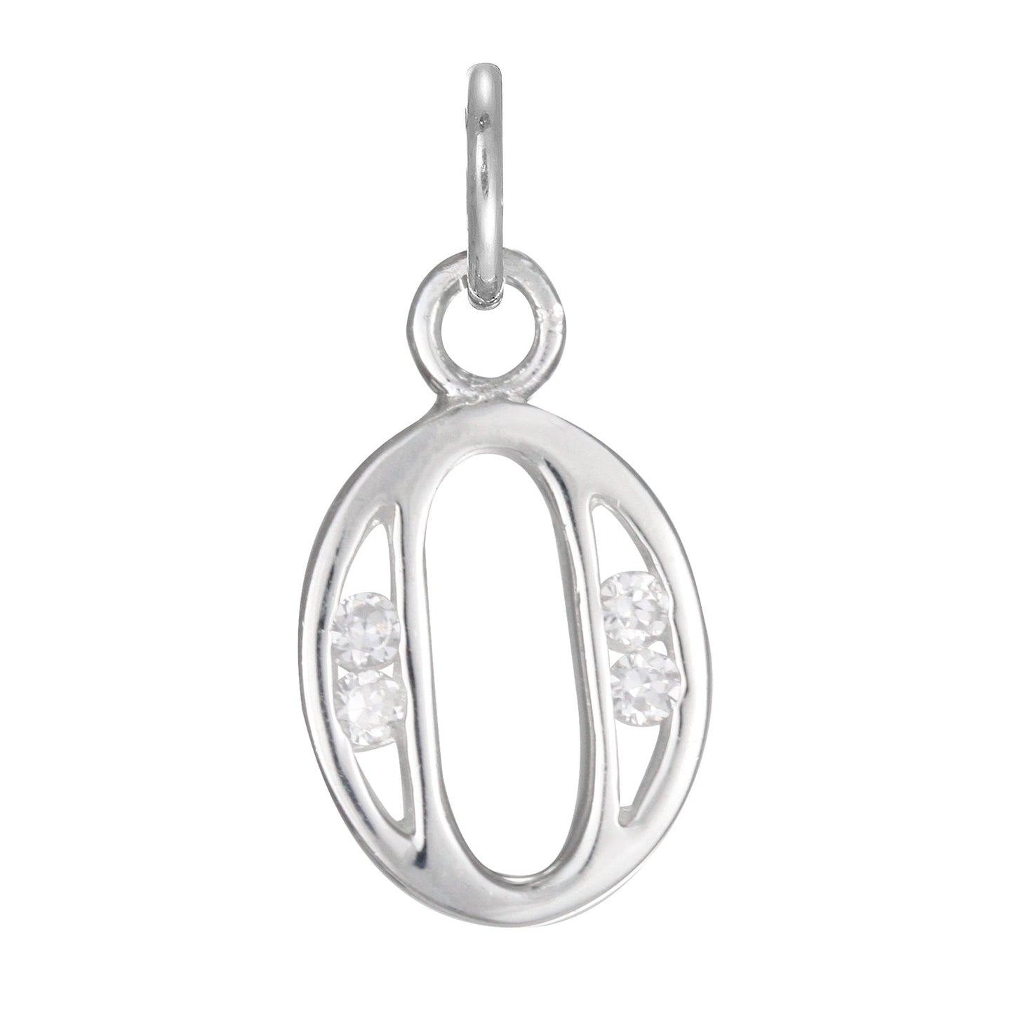 Sterling Silver Crystal Alphabet Letter A Charm On Jump