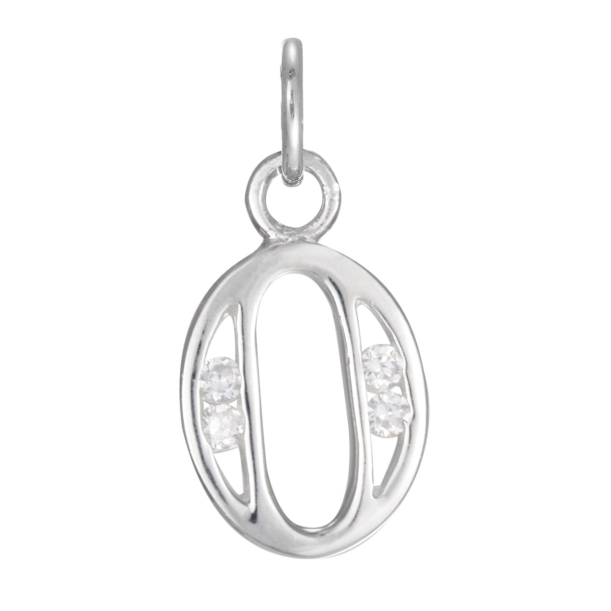 Sterling Silver Crystal Alphabet Letter A Charm On Jump