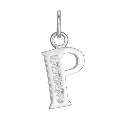 Sterling Silver Crystal Alphabet Letter A Charm On Jump