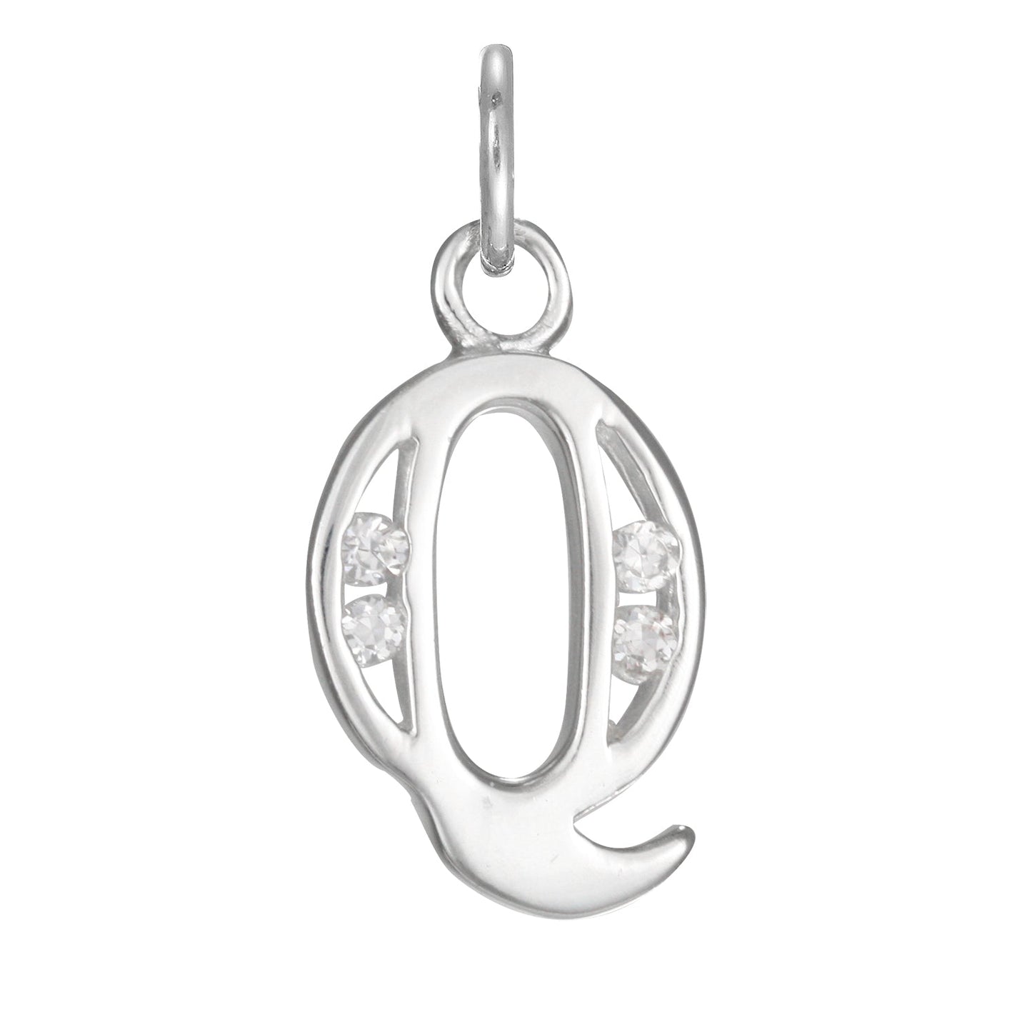 Sterling Silver Crystal Alphabet Letter A Charm On Jump