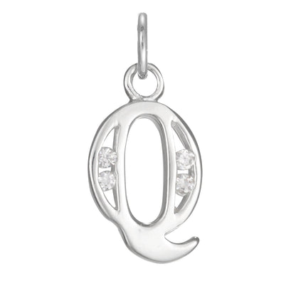 Sterling Silver Crystal Alphabet Letter A Charm On Jump
