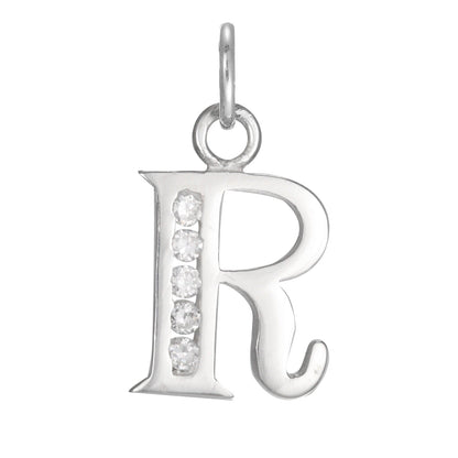 Sterling Silver Crystal Alphabet Letter A Charm On Jump