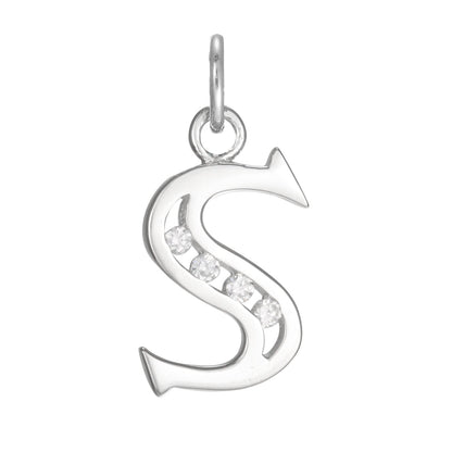 Sterling Silver Crystal Alphabet Letter A Charm On Jump
