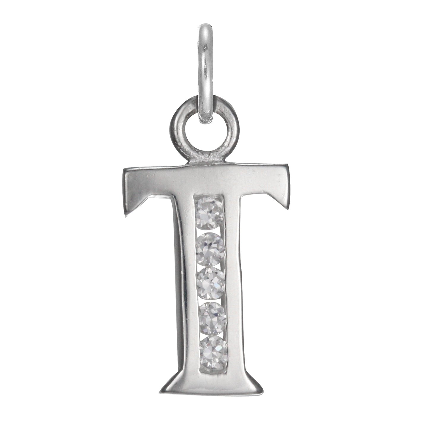 Sterling Silver Crystal Alphabet Letter A Charm On Jump