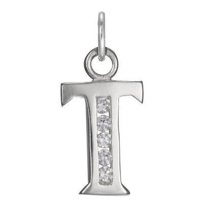 Sterling Silver Crystal Alphabet Letter A Charm On Jump
