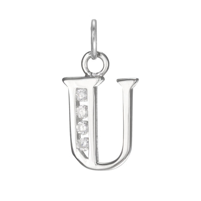 Sterling Silver Crystal Alphabet Letter A Charm On Jump
