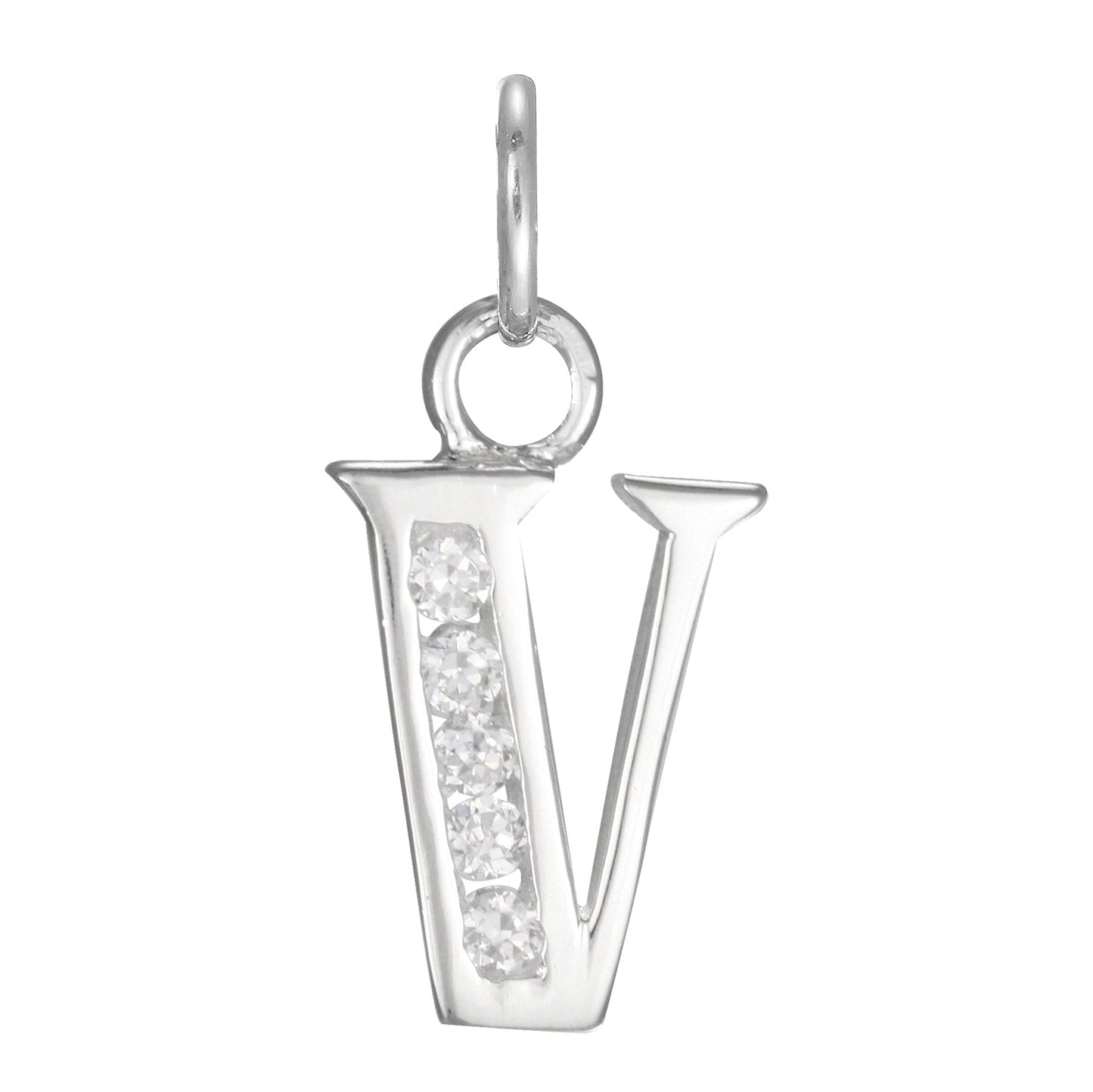 Sterling Silver Crystal Alphabet Letter A Charm On Jump