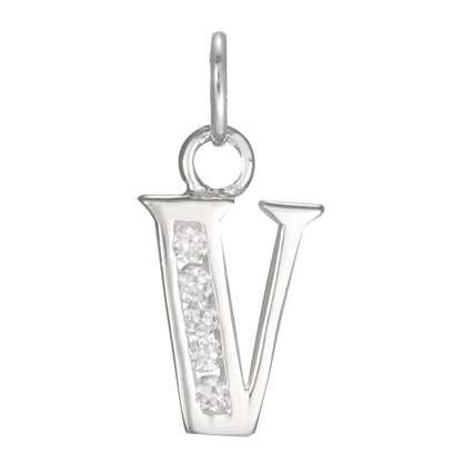 Sterling Silver Crystal Alphabet Letter A Charm On Jump