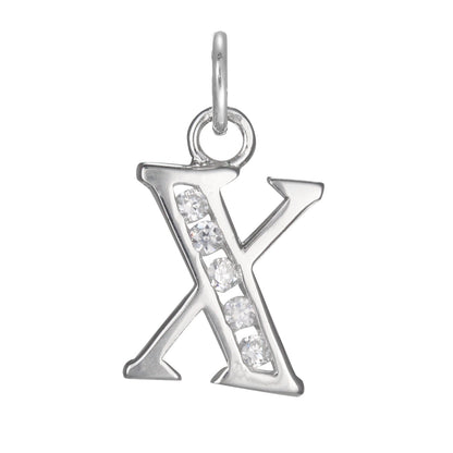 Sterling Silver Crystal Alphabet Letter A Charm On Jump