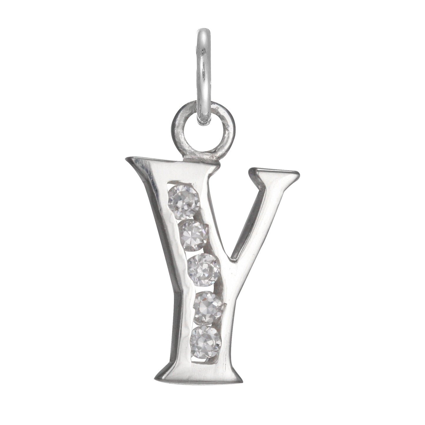 Sterling Silver Crystal Alphabet Letter A Charm On Jump