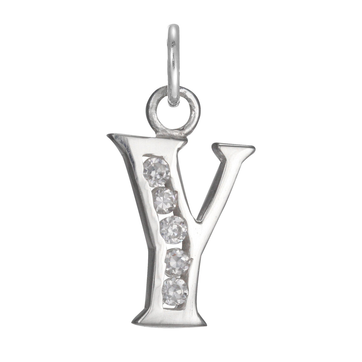 Sterling Silver Crystal Alphabet Letter A Charm On Jump
