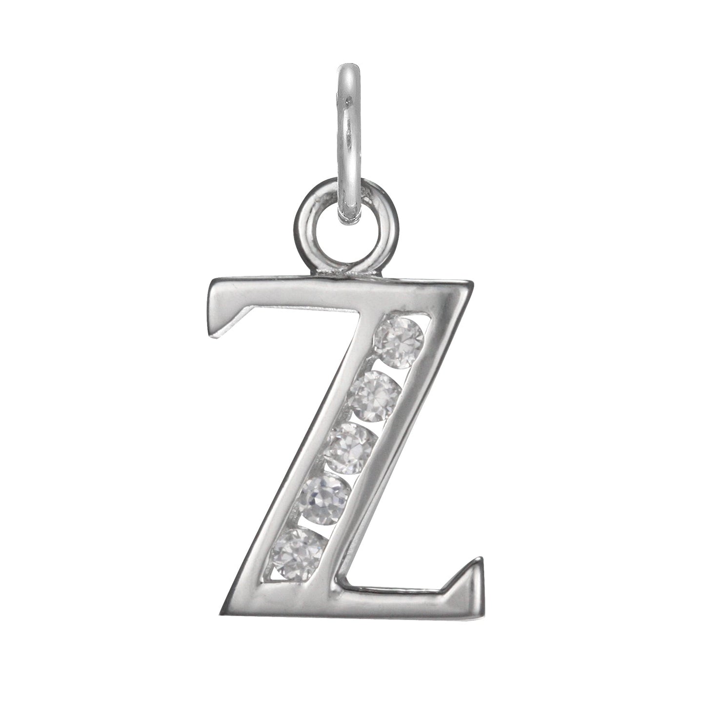 Sterling Silver Crystal Alphabet Letter A Charm On Jump
