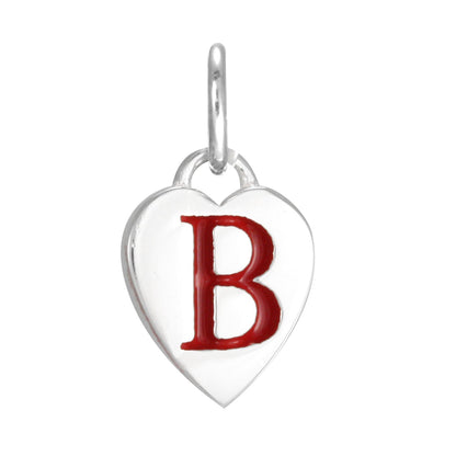 Sterling Silver Enamel Heart Alphabet Letter A Charm