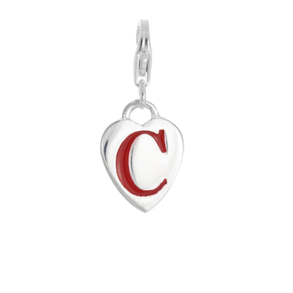 Sterling Silver Enamel Heart Alphabet Letter A - Z Charm on Clip