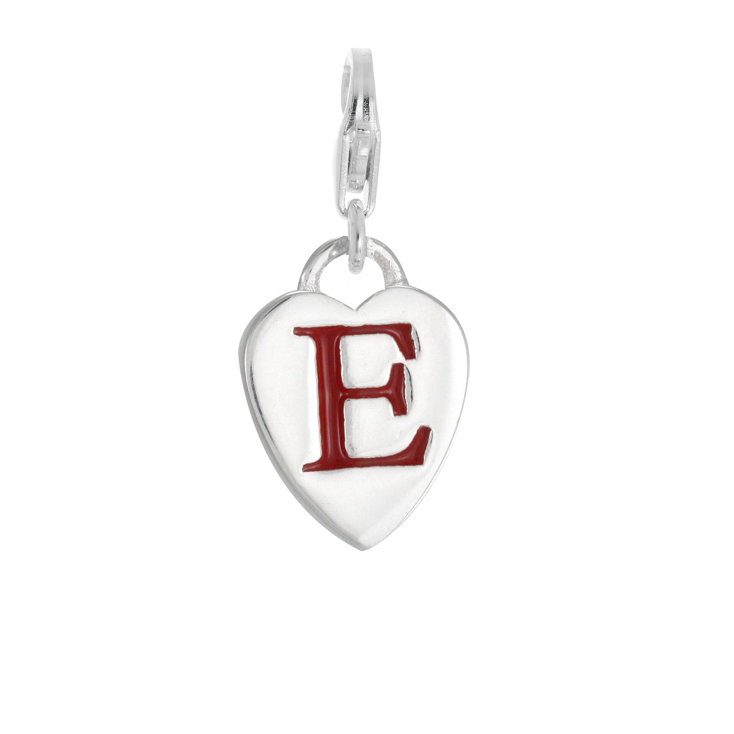 Sterling Silver Enamel Heart Alphabet Letter A - Z Charm on Clip