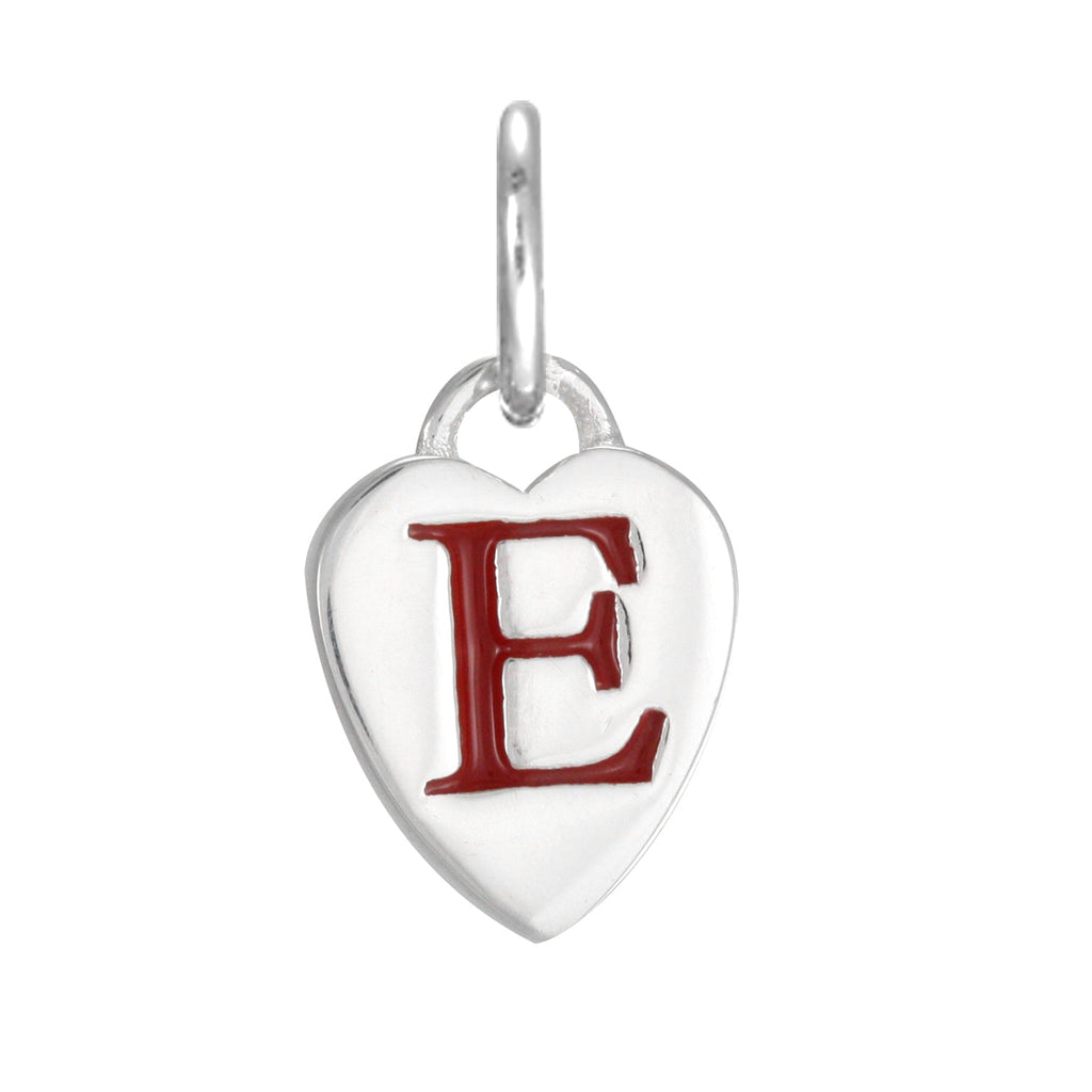 Sterling Silver Enamel Heart Alphabet Letter A Charm