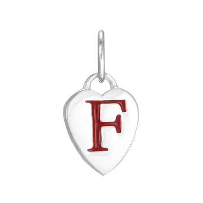 Sterling Silver Enamel Heart Alphabet Letter A Charm
