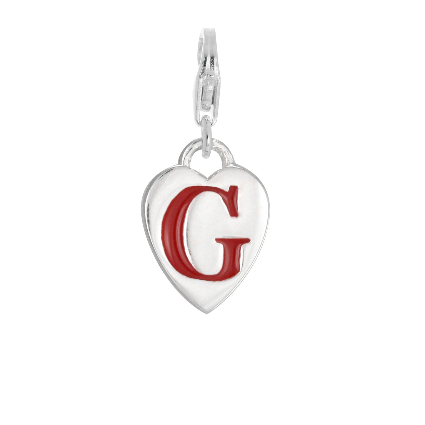 Sterling Silver Enamel Heart Alphabet Letter A - Z Charm on Clip